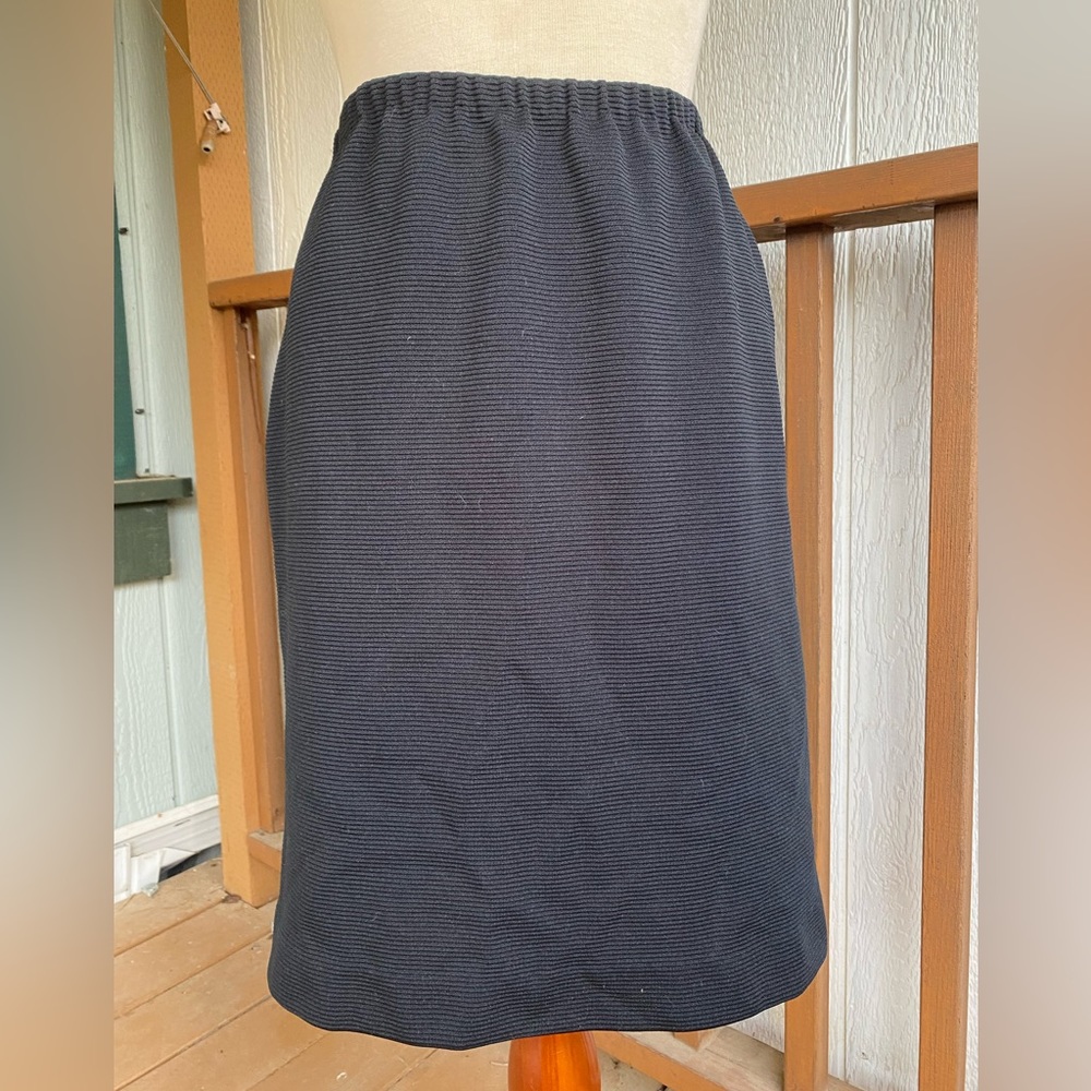 Vintage textured black high waisted pencil skirt elastic waist band